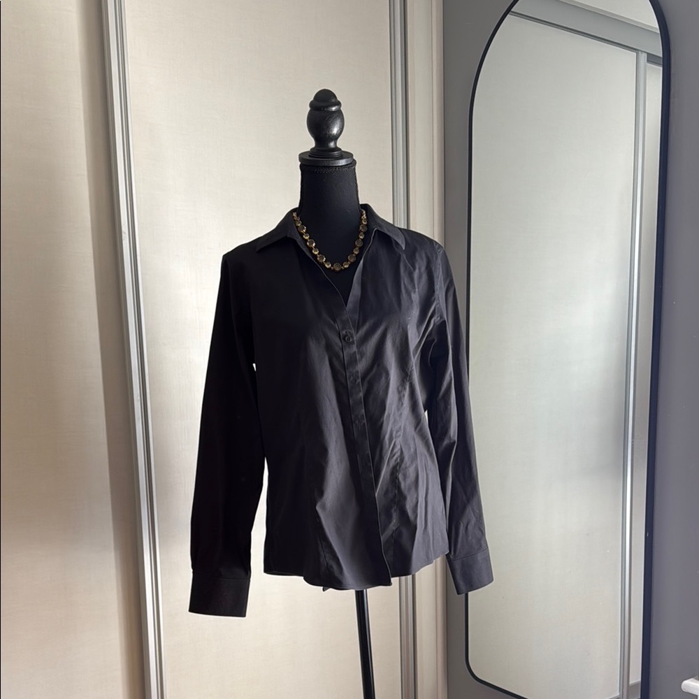 Brooks Brothers Chic Black Button-Up Blouse